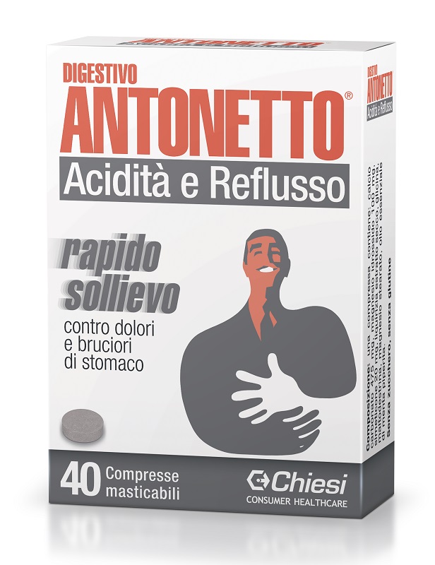 DIGESTIVO ANTONETTO ACIDITA' E REFLUSSO 40 COMPRESSE MASTICABILI - FarmaLucia