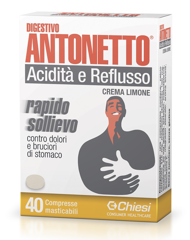 DIGESTIVO ANTONETTO ACIDITA' E REFLUSSO CREMA AL LIMONE 40 COMPRESSE MASTICABILI - FarmaLucia