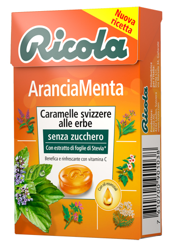 RICOLA ARANCIA MENTA SENZA ZUCCHERO 50 G - FarmaLucia