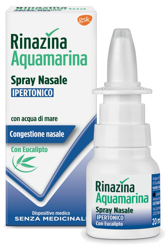 RINAZINA AQUAMARINA SPRAY NASALE IPERTONICO CON EUCALIPTO 20 ML - FarmaLucia