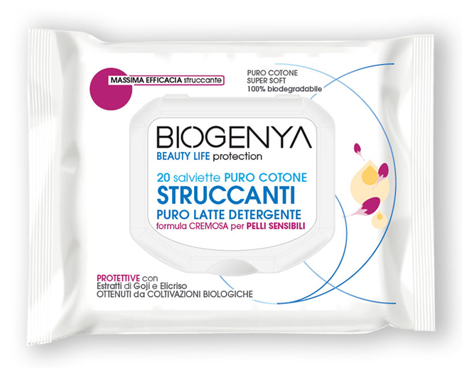 BIOGENYA OED SALVIETTE STRUCCANTI IN COTONE LATTE PELLI SENSIBILI 20 PEZZI - FarmaLucia