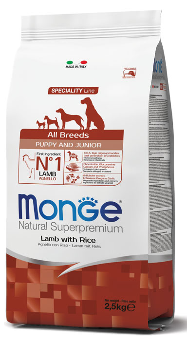 MONGE ALL BREEDS PUPPY AGNELLO & RISO 2500 G - FarmaLucia