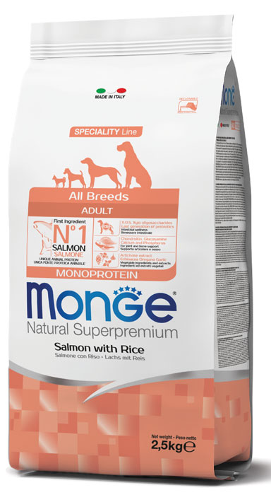 MONGE ALL BREEDS ADULT SALMONE & RISO 2500 G - FarmaLucia