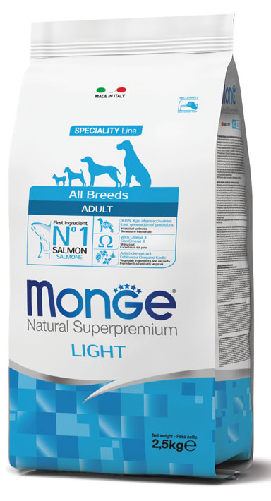 MONGE ALL BREEDS ADULT LIGHT SALMONE & RISO 2500 G - FarmaLucia