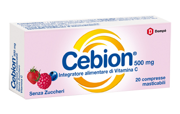 CEBION MASTICABILE SENZA ZUCCHERO VITAMINA C 500 MG 20 COMPRESSE - FarmaLucia