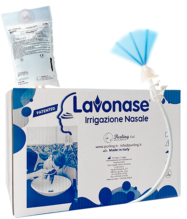 LAVONASE 2 BLISTER STERILI + 10 SACCHE SOLUZIONE FISIOLOGICAPER LAVAGGI NASALI + 1 CLAMP + 1 VENTOSA - FarmaLucia