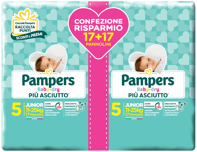 PAMPERS BABY DRYDUO DWCT JUNIOR X 34 PEZZI - FarmaLucia