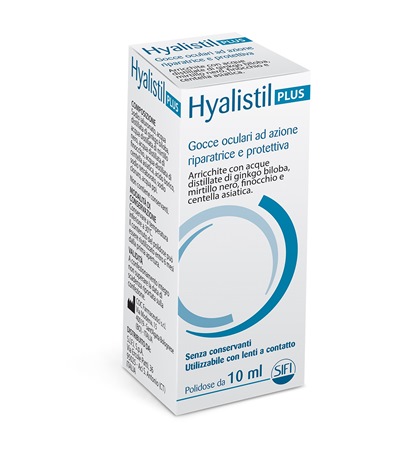GOCCE OCULARI HYALISTIL PLUS ACIDO IALURONICO 0,4% ACQUA DISTILLATA DI GINKGO BILOBA + MIRTILLO NERO + FINOCCHIO + CENTELLA ASIATICA 10 ML - FarmaLucia