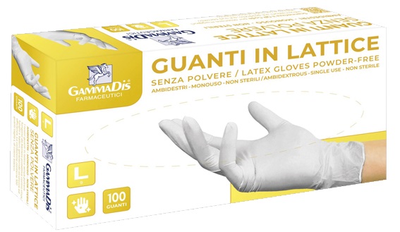 GUANTI LATTICE CON POLVERE MEDIUM 100 PEZZI GAMMADIS - FarmaLucia