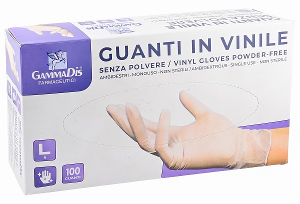 GUANTI VINILE SENZA POLVERE LARGE 100 PEZZI GAMMADIS - FarmaLucia