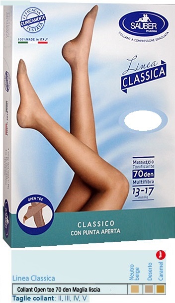 SAUBER COLLANT OPEN TOE MAGLIA LISCIA 70 DEN COLORE NEUTRO BEIGE TAGLIA 4 LINEA CLASSICA - FarmaLucia
