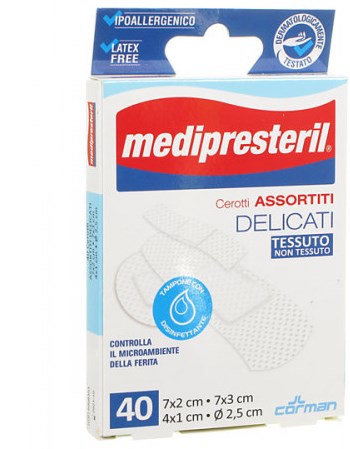 MEDIPRESTERIL CEROTTI DELICATI ASSORTITI 4 FORMATI 40 PEZZI - FarmaLucia