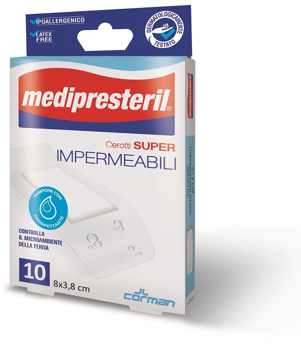 MEDIPRESTERIL CEROTTI IMPERMIABILI SUPER 8 X 3,8 10 PEZZI - FarmaLucia