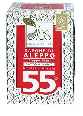 ALUS OLIVE & LAUREL SAPONE DI ALEPPO FATTO A MANO 55% 200 G - FarmaLucia
