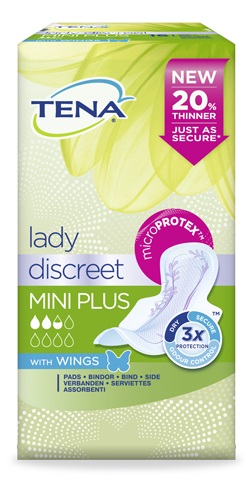 PANNOLONE SAGOMATO TENA DISCREET MINI PLUS WINGS 16 PEZZI - FarmaLucia