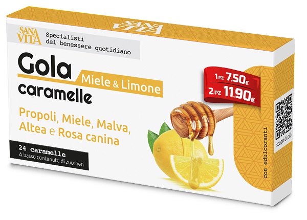 SANAVITA GOLA MIELE & LIMONE 24 CARAMELLE - FarmaLucia
