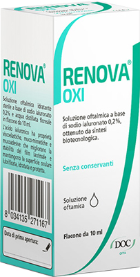 RENOVA OXI COLLIRIO SOLUZIONE OFTALMICA A BASE DI ACIDO IALURONICO 0,2% FLACONE DA 10 ML - FarmaLucia