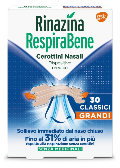 RINAZINA RESPIRABENE CEROTTI NASALI CLASSICI GRANDI CARTON 30 PEZZI - FarmaLucia