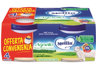 MELLIN OMOGENEIZZATO AGNELLO 4 PEZZI X 80 G - FarmaLucia