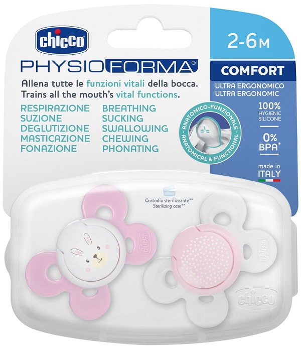 CHICCO SUCCHIETTO COMFORT GIRL SILICONE 2-6 MESI 2 PEZZI - FarmaLucia