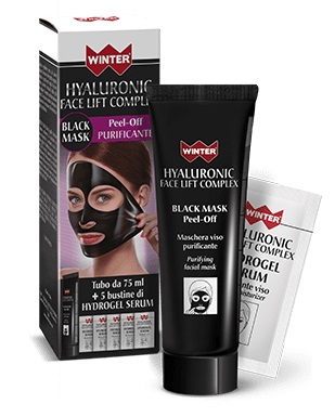 WINTER HYALURONIC FACE LIFT BLACK MASK 75 ML + 5 BUSTINE DA 3 ML - FarmaLucia