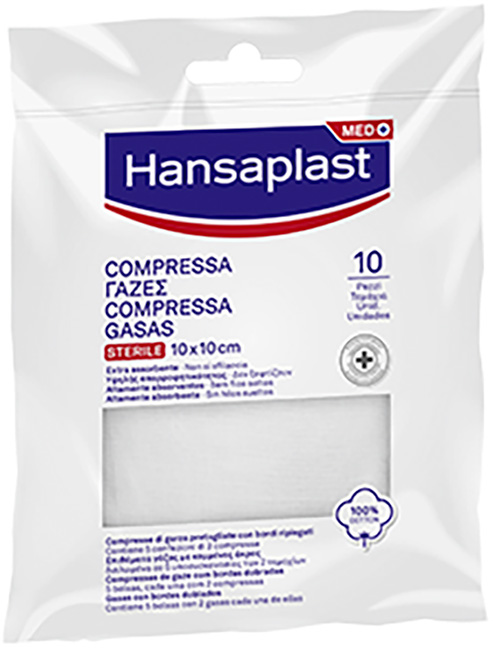 HANSAPLAST GARZA COMPRESSA 10 X 10 CM 10 PEZZI - FarmaLucia