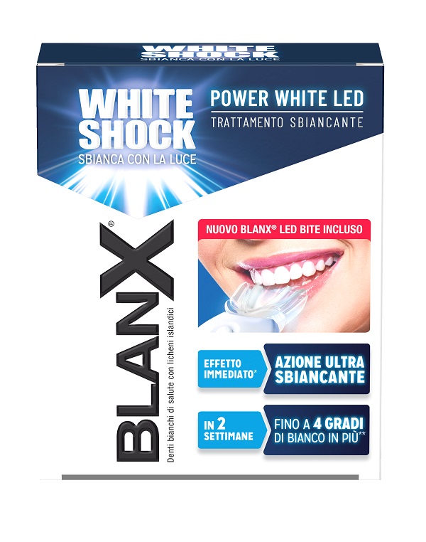 BLANX WHITE SHOCK TRATTAMENTO SBIANCANTE POWER WHITE 30 ML + LED BITE - FarmaLucia
