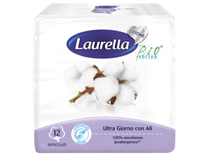 ASSORBENTE LAURELLA IN COTONE ULTRA GIORNO CON ALI 12 PEZZI - FarmaLucia