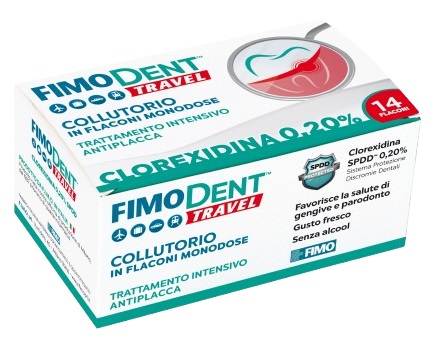 FIMODENT TRAVEL COLLUTORIO CLOREXIDINA SPDD 0,20% 14 FLACONCINI MONODOSE 10 ML - FarmaLucia