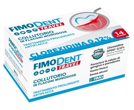 FIMODENT TRAVEL COLLUTORIO CLOREXIDINA SPDD 0,12% 14 FLACONCINI MONODOSE 10 ML - FarmaLucia
