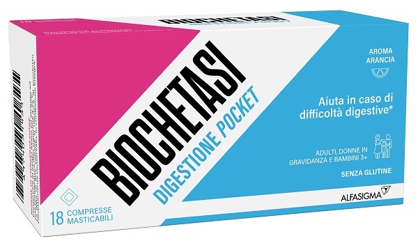 BIOCHETASI DIGESTIONE POCKET 18 COMPRESSE MASTICABILI - FarmaLucia