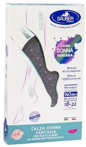 SAUBER CALZA DONNA FANTASIA FILATO Q-SKIN 140 DEN GRIGIO POIS ROSA TAGLIA M - FarmaLucia
