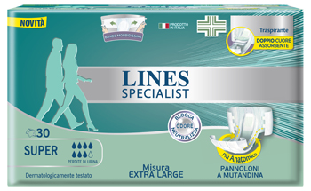 PANNOLONE MUTANDA LINES SPECIALIST EXTRALARGE SUPER 30 PEZZI - FarmaLucia