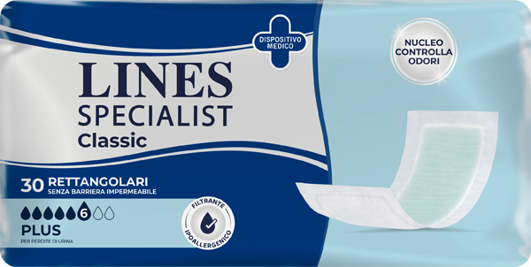 PANNOLONE RETTANGOLARE LINES SPECIALIST CLASSIC SENZA BARRIERA 30 PEZZI - FarmaLucia