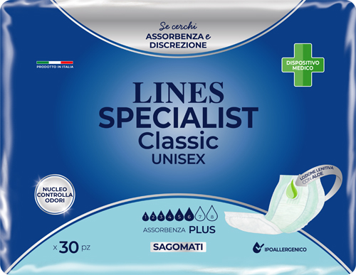 PANNOLONE SAGOMATO LINES SPECIALIST CLASSIC PLUS 30 PEZZI - FarmaLucia