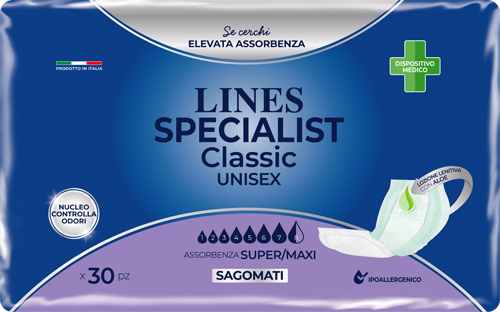 PANNOLONE SAGOMATO LINES SPECIALIST CLASSIC MAXI 30 PEZZI - FarmaLucia