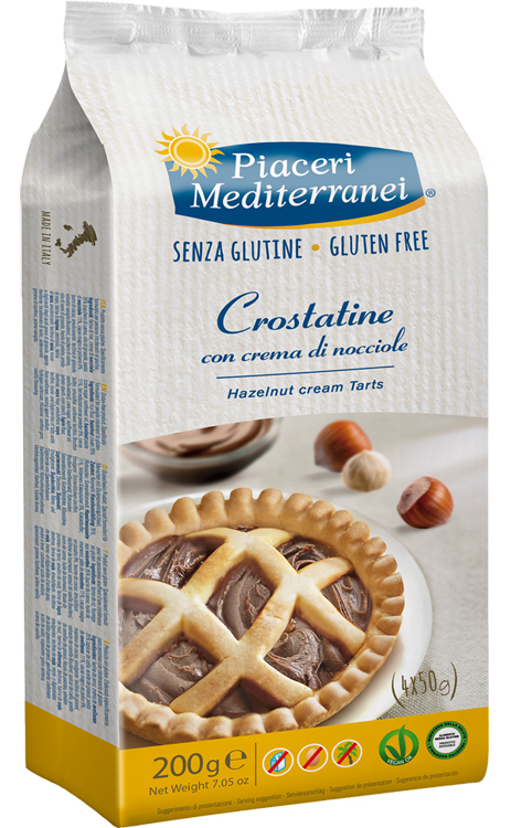 PIACERI MEDITERRANEI CROSTATINA CON CREMA DI NOCCIOLA 4 X 50 G - FarmaLucia