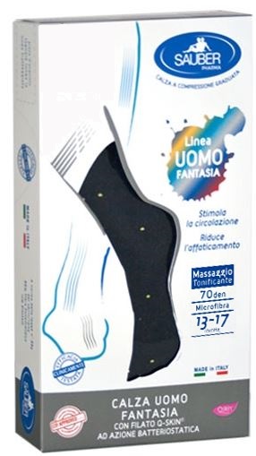 SAUBER CALZA UOMO FANTASIA Q-SKIN 70 DEN BLU POIS GIALLI TAGLIA G - FarmaLucia