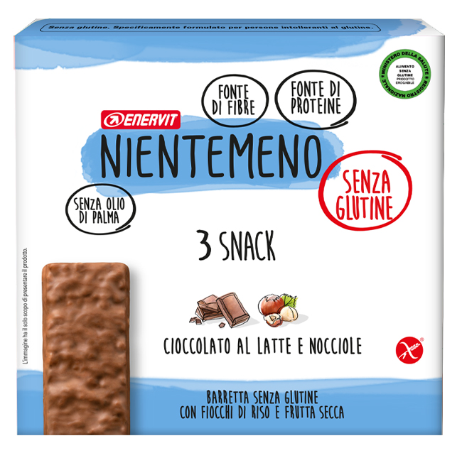 NIENTEMENO BAR CIOCCOLATO AL LATTE NOCCIOLE 3 X 33 G - FarmaLucia