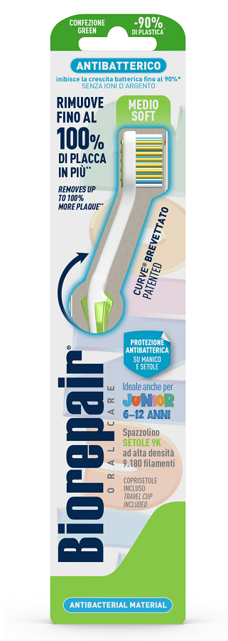 BIOREPAIR ORAL CARE SPAZZOLINO ANTIBATTERICO JUNIOR 6-12 ANNI PIU' COMFORT SETOLE MEDIO SOFT - FarmaLucia
