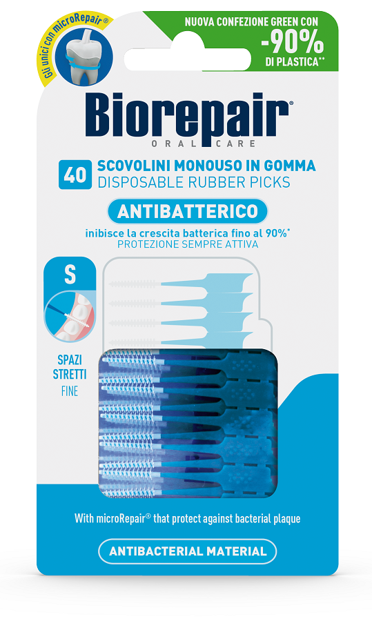 BIOREPAIR ORAL CARE ANTIBATTERICO SCOVOLINI MONOUSO IN GOMMA SPAZI STRETTI 40 PEZZI - FarmaLucia