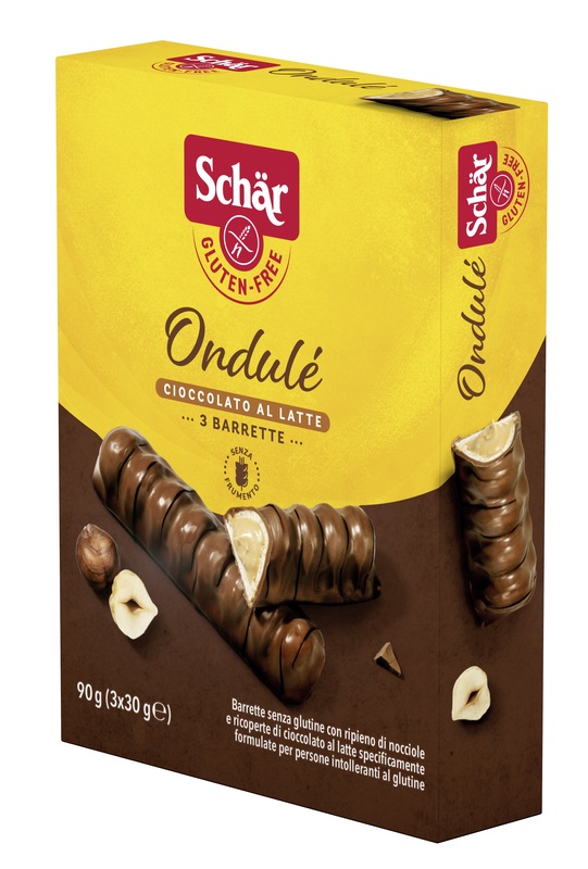 SCHAR ONDULE' BARRETTE CON RIPIENO DI NOCCIOLE RICOPERTE DI CIOCCOLATO AL LATTE 3 PORZIONI DA 30 G - FarmaLucia
