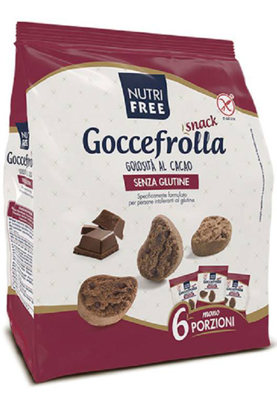 NUTRIFREE GOCCEFROLLA SNACK GOLOSITA' AL CACAO SENZA LATTOSIO 6 MONOPORZIONI DA 40 G - FarmaLucia