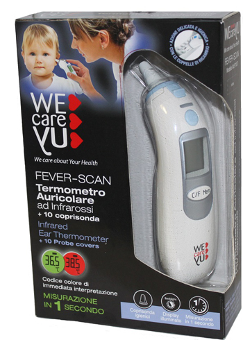 TERMOMETRO AURICOLARE WECAREYU FEVER-SCAN AD INFRAROSSI CON 10 COPRISONDA - FarmaLucia