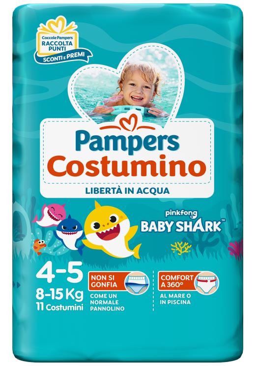 PAMPERS COSTUMINO BABY SHARK CP S 4-5 11 PEZZI - FarmaLucia