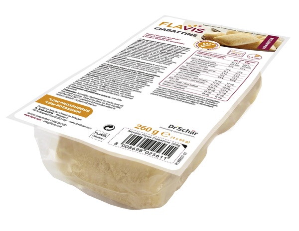 FLAVIS CIABATTINE PANINI BIANCHI APROTEICI 4 PEZZI DA 65 G - FarmaLucia