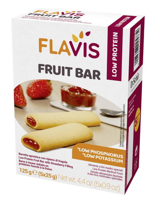 FLAVIS FRUIT BAR BARRETTA APROTEICA CON RIPIENO DI FRAGOLA 5 PEZZI DA 25 G - FarmaLucia