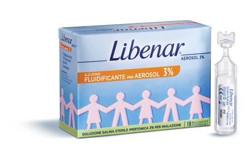 SOLUZIONE SALINA IPERTONICA 3% LIBENAR PER INALAZIONE CON AEROSOL 18 FLACONCINI MONOUSO X 4ML - FarmaLucia