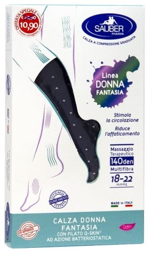 SAUBER CALZA DONNA FANTASIA FILATO Q-SKIN 140 DEN JEANS POIS BIANCHI TAGLIA M PROMO - FarmaLucia