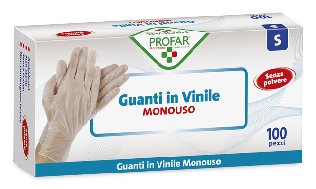 PROFAR GUANTO IN VINILE SENZA POLVERE S 100 PEZZI - FarmaLucia
